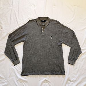 Vintage NBC Experience NBC Sports Long Sleeve Golf Polo Shirt Mens Size L Gray